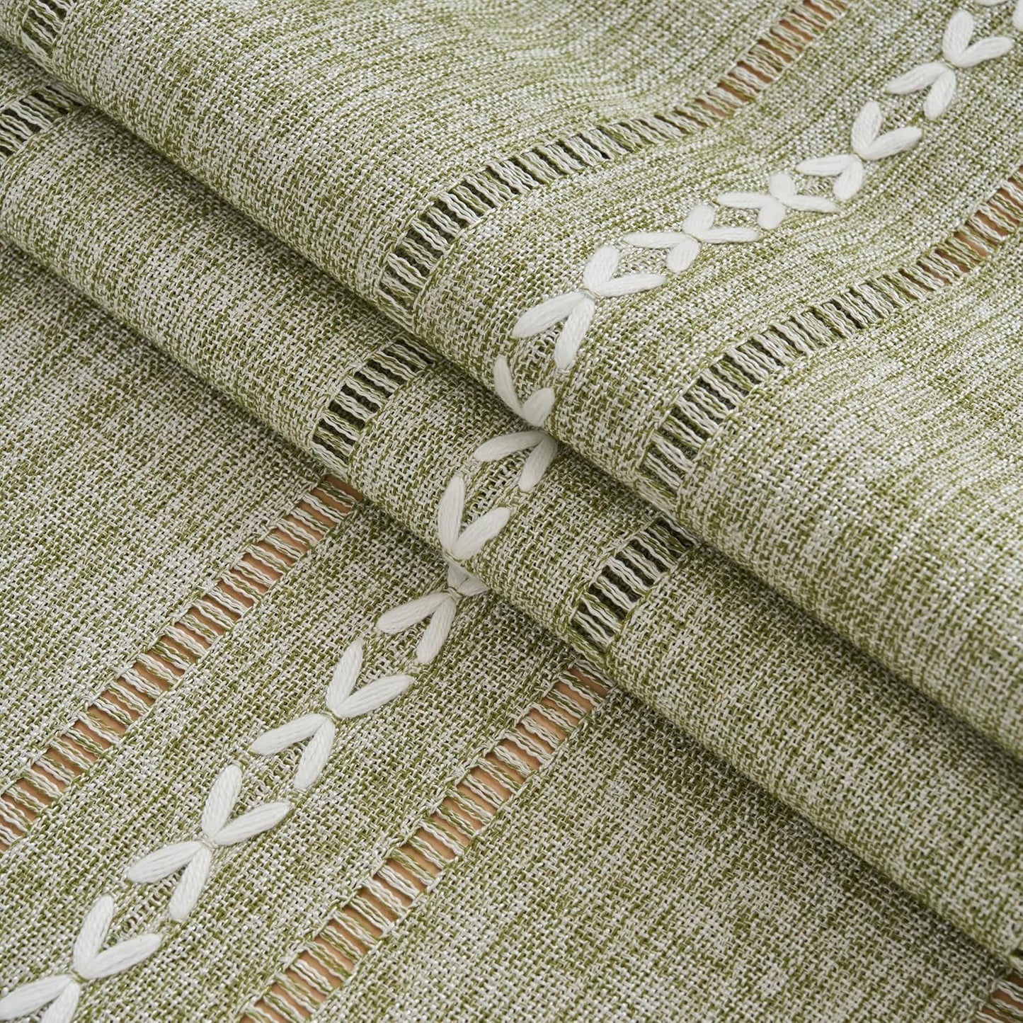 2060 Inches Rectangular Coffee Table Covers for Living Room Striped Embroidered Tablecloth Linen Coffee Table Cloth