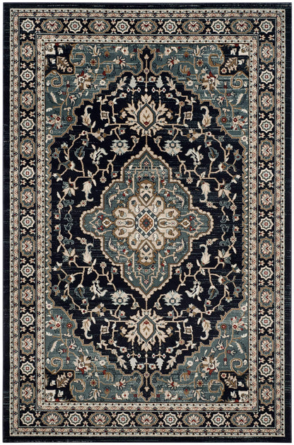SAFAVIEH Lyndhurst Collection Area Rug - 9' x 12', Anthracite & Teal, Traditional Oriental Design, Non-Shedding & Easy Care, Ideal for High Traffic Areas in Living Room, Bedroom (LNH338C)