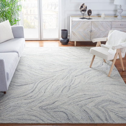 SAFAVIEH Metro Collection Area Rug - 10' x 14', Ivory & Silver, Handmade Modern Abstract Wool, Ideal for High Traffic Areas in Living Room, Bedroom (MET505G)
