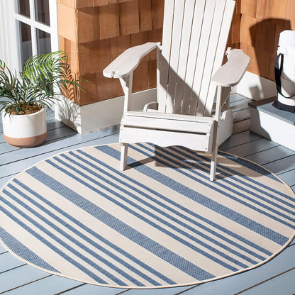 SAFAVIEH Courtyard Collection 2' x 3'7" Beige/Blue CY6062 Stripe Waterproof Indoor/Outdoor Easy Cleaning Mat