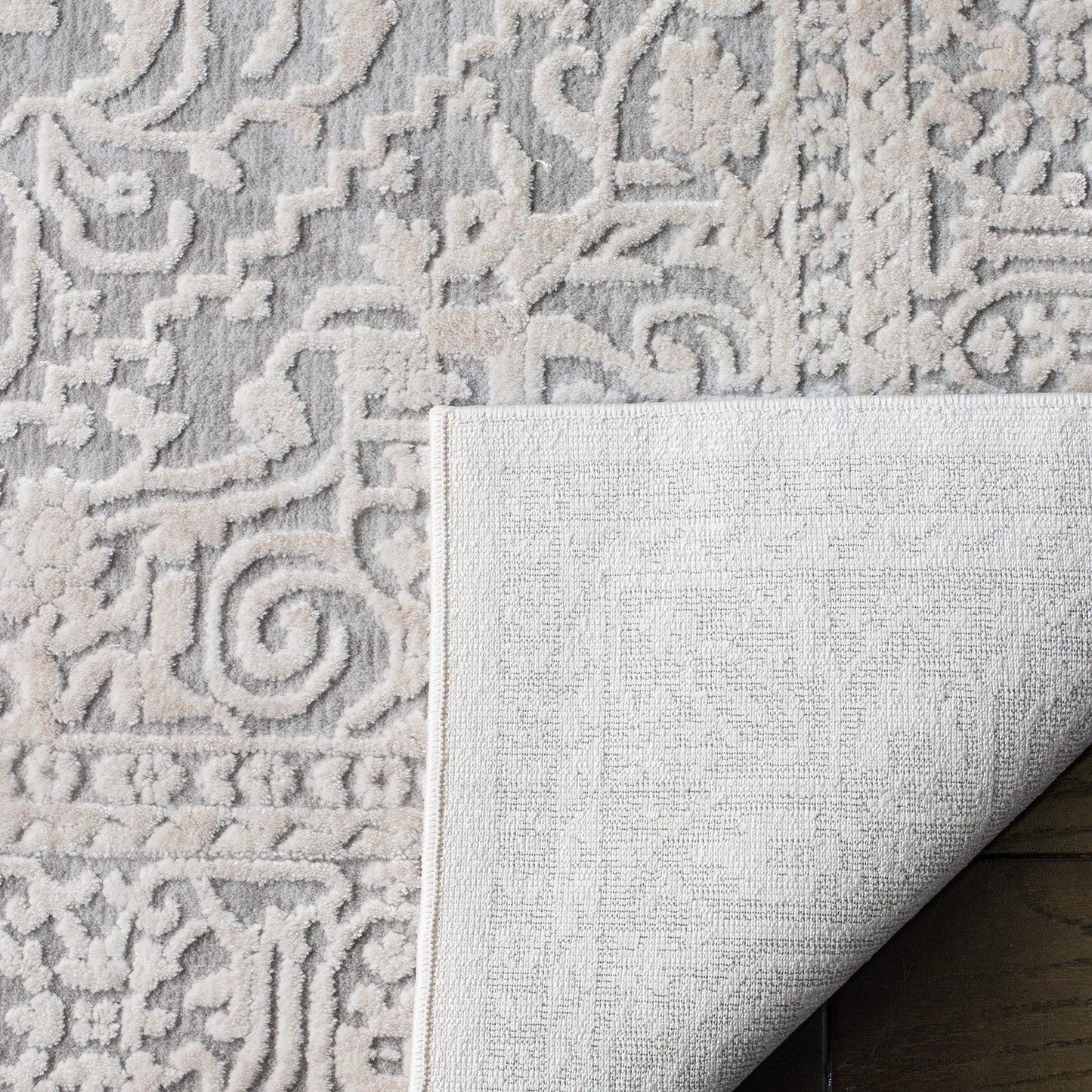 SAFAVIEH Area Rug 10x14 - Reflection Collection - Large - Light Grey & Cream, Non-Shedding & Easy Cleaning, Ideal for Living Room, Bedroom (RFT670C)