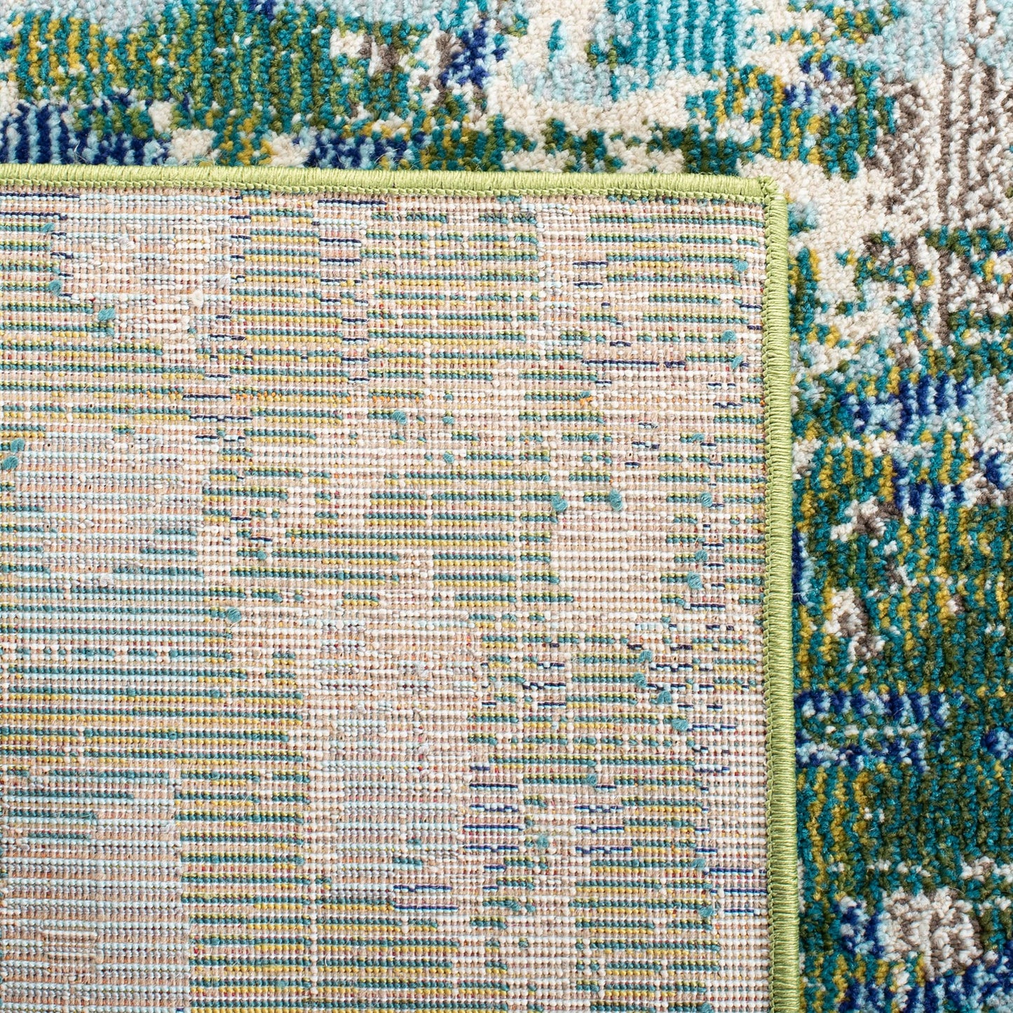 SAFAVIEH Madison Collection Area Rug - 10' x 14', Green & Turquoise, Boho Abstract Distressed Design, Non-Shedding & Easy Care, Ideal for High Traffic Areas in Living Room, Bedroom (MAD425Y)