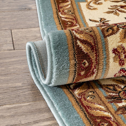 Well Woven Timeless Collection Le Petit Palais Light Blue 8x10 Luxurious Traditional French Medallion Oriental Area Rug Perfect for Living Room Bedroom or Dining Room Easy-to-Clean Durable Design