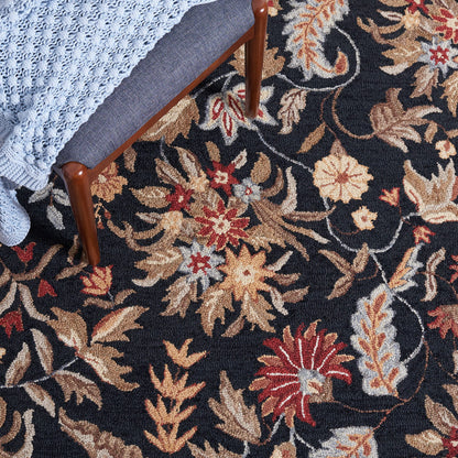 SAFAVIEH Chelsea Collection Area Rug - 8' Square, Black, Hand-Hooked French Country Wool, Ideal for High Traffic Areas in Living Room, Bedroom (HK141B)
