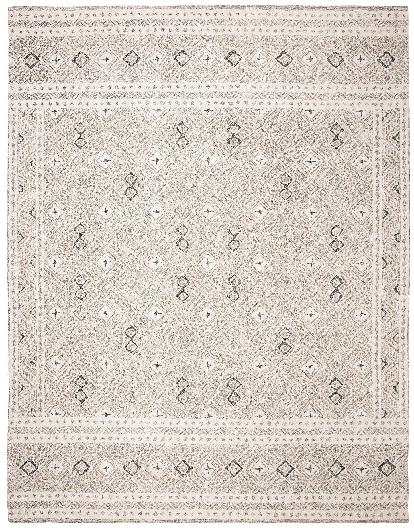 SAFAVIEH Micro-Loop Collection Area Rug - 10' x 14', Grey & Ivory, Rustic Boho Design, Handmade Wool, Ideal for The Living Room, Bedroom, Dining Room (MLP803F-10)
