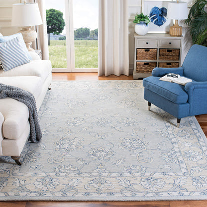 SAFAVIEH Micro-Loop Collection 10' x 14' BlueBeige MLP535M Handmade Premium Wool Living Room Dining Bedroom Area Rug
