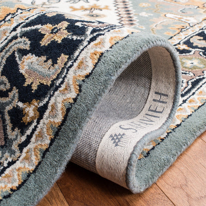 SAFAVIEH Area Rug 10x14 - Heritage Collection - Large - Grey & Green, Handmade Wool, Traditional Oriental Medallion Design, Ideal for Living Room, Bedroom, Dining Space (HG625W)