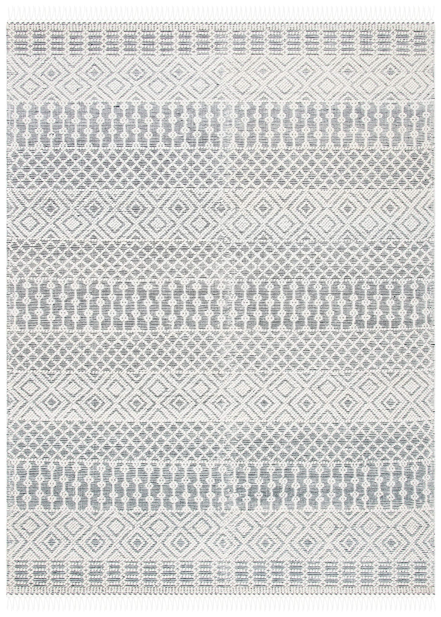 SAFAVIEH Natura Collection Area Rug - 9' x 12', Ivory & Black, Handmade Moroccan Boho Wool Fringe, Ideal for High Traffic Areas in Living Room, Bedroom (NAT852Z)