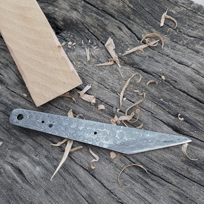 HAWK KNIVES Handmade Damascus Steel Blade Kiridashi Knife - 2.5 in Professional Woodworking, Marking, Wood Carving Tool & Leather Sheath
