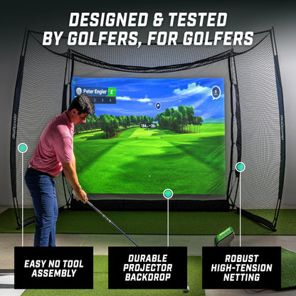 GoSports Range Cage 10 ft x 8 ft Golf Practice Hitting Net with Impact Screen
