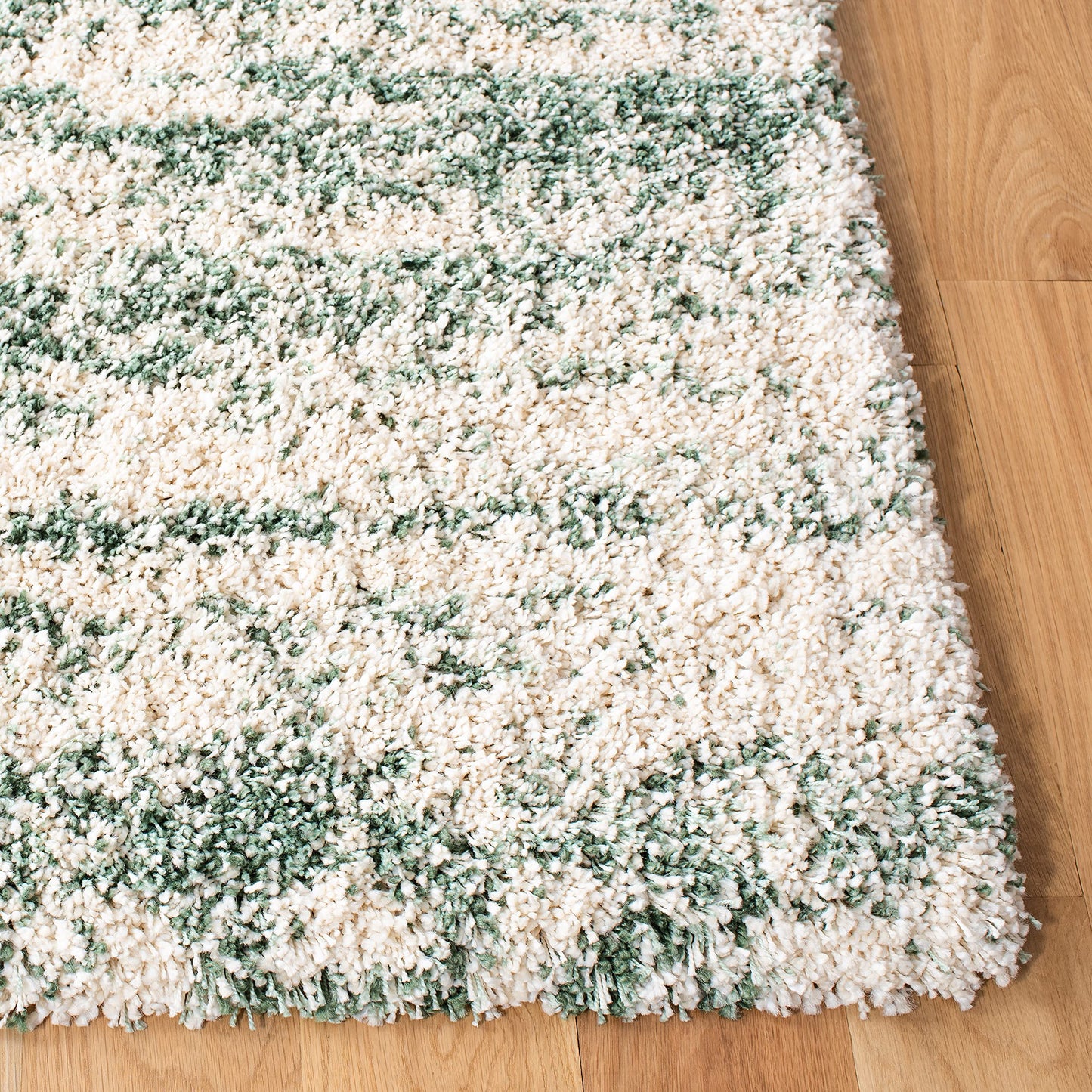 SAFAVIEH Hudson Shag Collection Area Rug - 10' x 14', Ivory/Green, Geometric Design, Plush 1.9 Inch Thick Ideal for High Traffic Areas in Living Room, Bedroom, Dining (SGH206Y)
