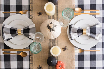 DII Jute Burlap Collection Table Runner, 14x108, Kitchen Tabletop with Middle Stripe Gray