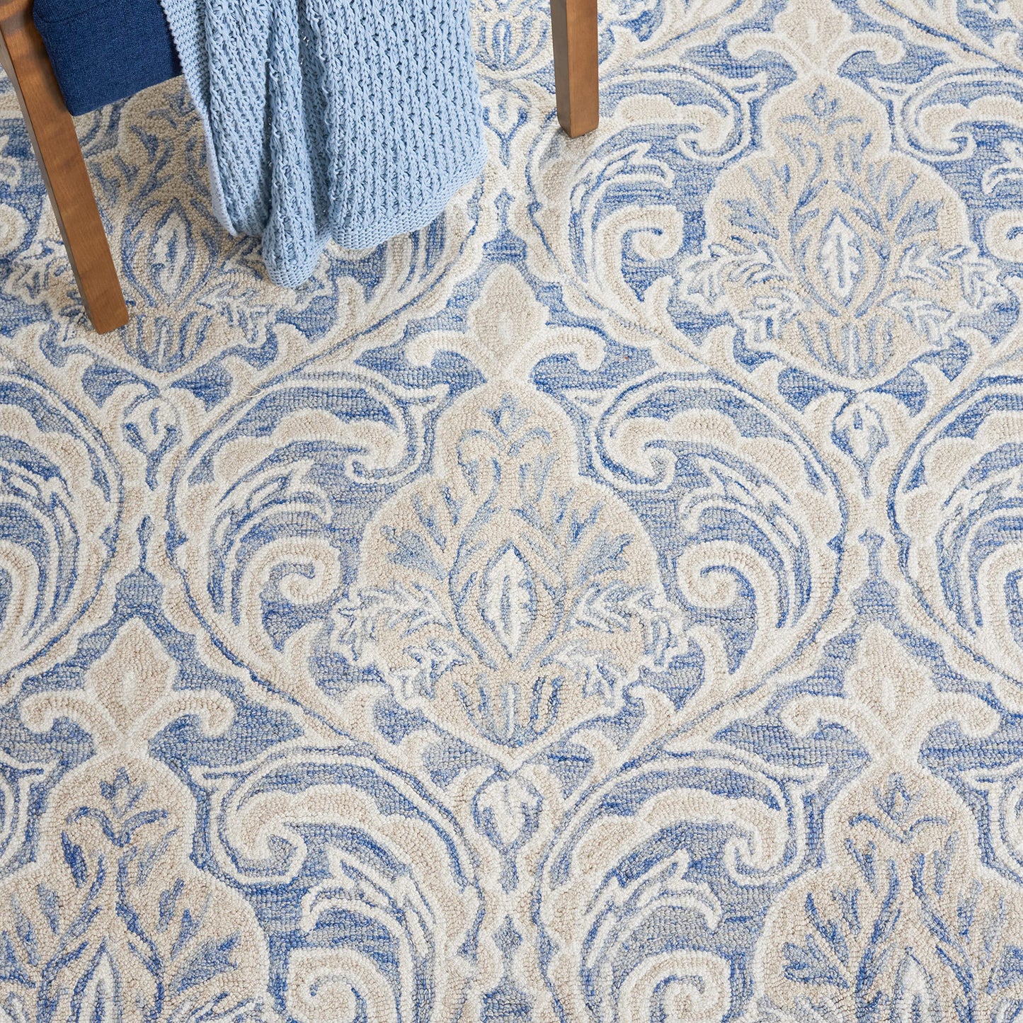 SAFAVIEH Micro-Loop Collection 10' x 14' BlueIvory MLP532M Handmade Premium Wool Living Room Dining Bedroom Area Rug