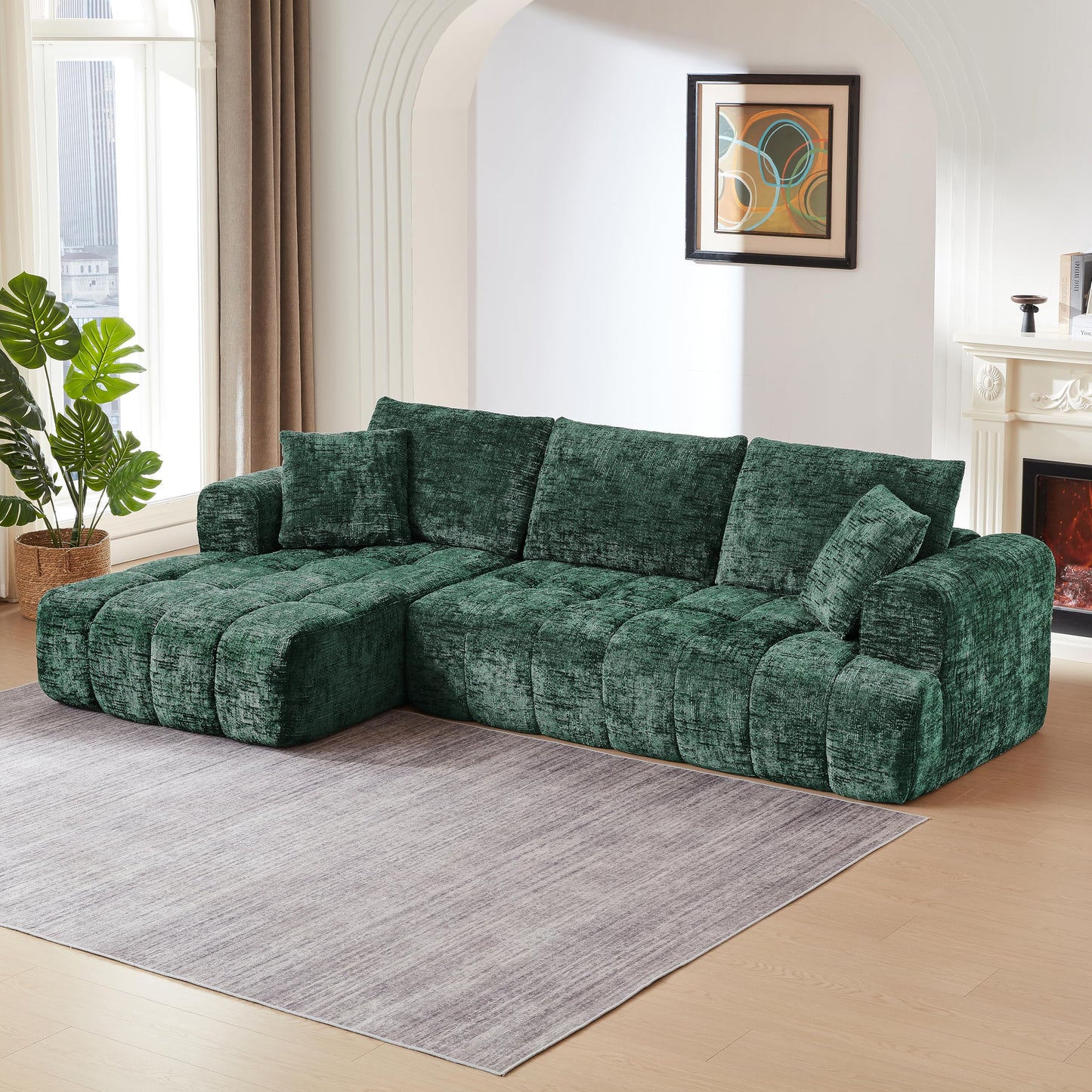 KEIKI 108.3" L-Shape Oversized Sectional Sofa, Premium Chenille Modular Couch for Stylish Apartments, Spacious Lounger for Daily Relaxation, Minimalist Aesthetic, No-Assembly Deep-Comfort Sleeper