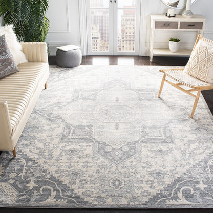 SAFAVIEH Brentwood Collection 10' x 13' Grey / Cream BNT816B Oriental Medallion Non-Shedding Living Room Bedroom Dining Home Office Area Rug