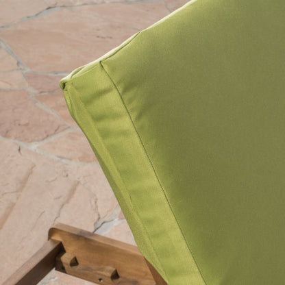 Christopher Knight Home Perla Outdoor Chaise Lounge with Water Resistant Cushion, Teak Finish / Green