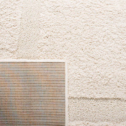 SAFAVIEH Area Rug 8x10 - Florida Shag Collection - Large - Creme & Creme, Border Design, Non-Shedding & Easy Cleaning, Plush Thick Pile, Ideal for Living Room, Bedroom, Dining Space (SG454-1111)