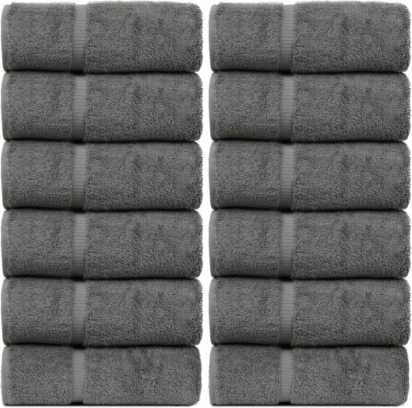 Luxury Hotel & Spa Quality 100% Turkish Cotton 700 GSM Cloth, Soft Washcloths Towel Set 13" X 13", Gray, Set of 12