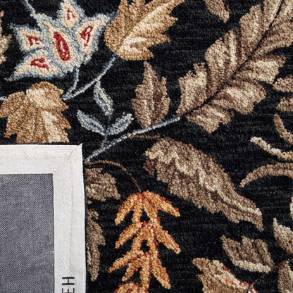 SAFAVIEH Chelsea Collection Area Rug - 8' Square, Black, Hand-Hooked French Country Wool, Ideal for High Traffic Areas in Living Room, Bedroom (HK141B)