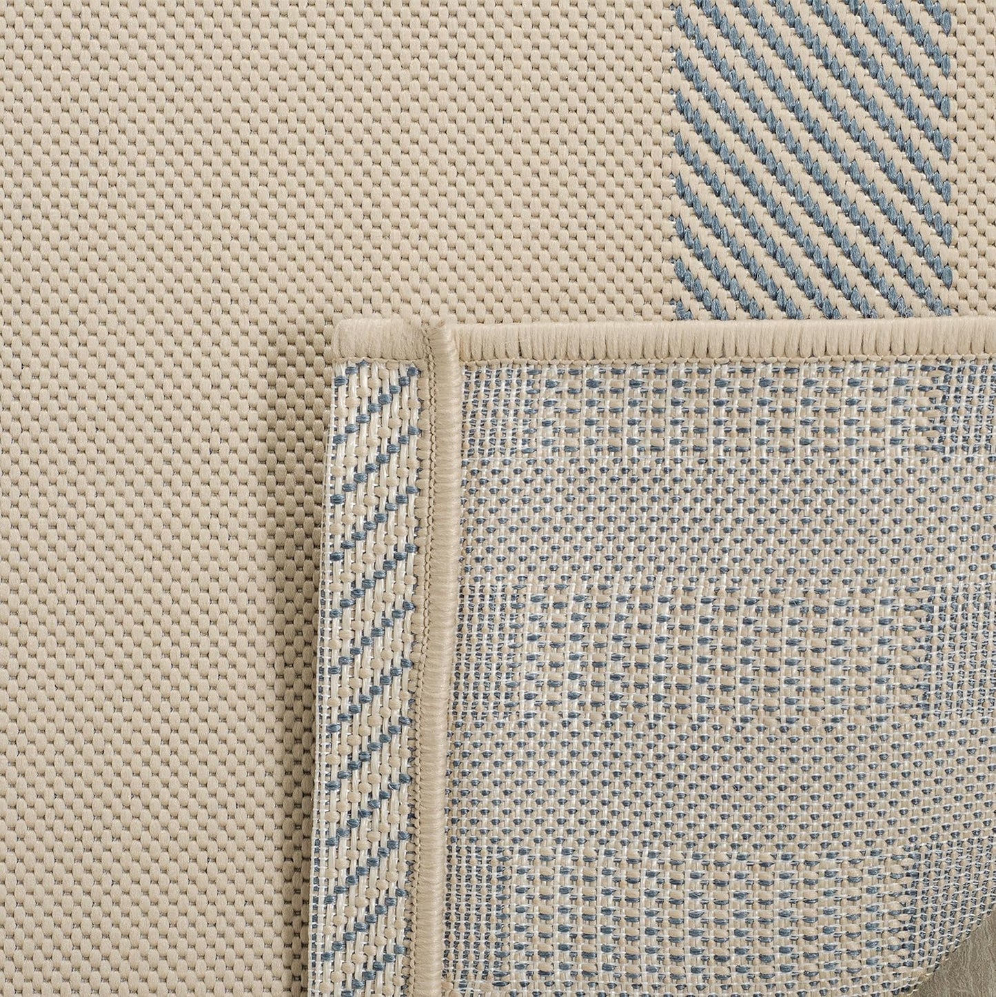 SAFAVIEH Courtyard Collection Accent Rug, 2' x 3'7", Beige & Blue, Indoor/Outdoor, Washable, High Traffic Areas
