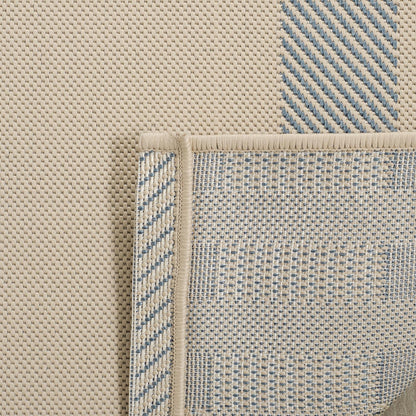 SAFAVIEH Courtyard Collection Accent Rug, 2' x 3'7", Beige & Blue, Indoor/Outdoor, Washable, High Traffic Areas