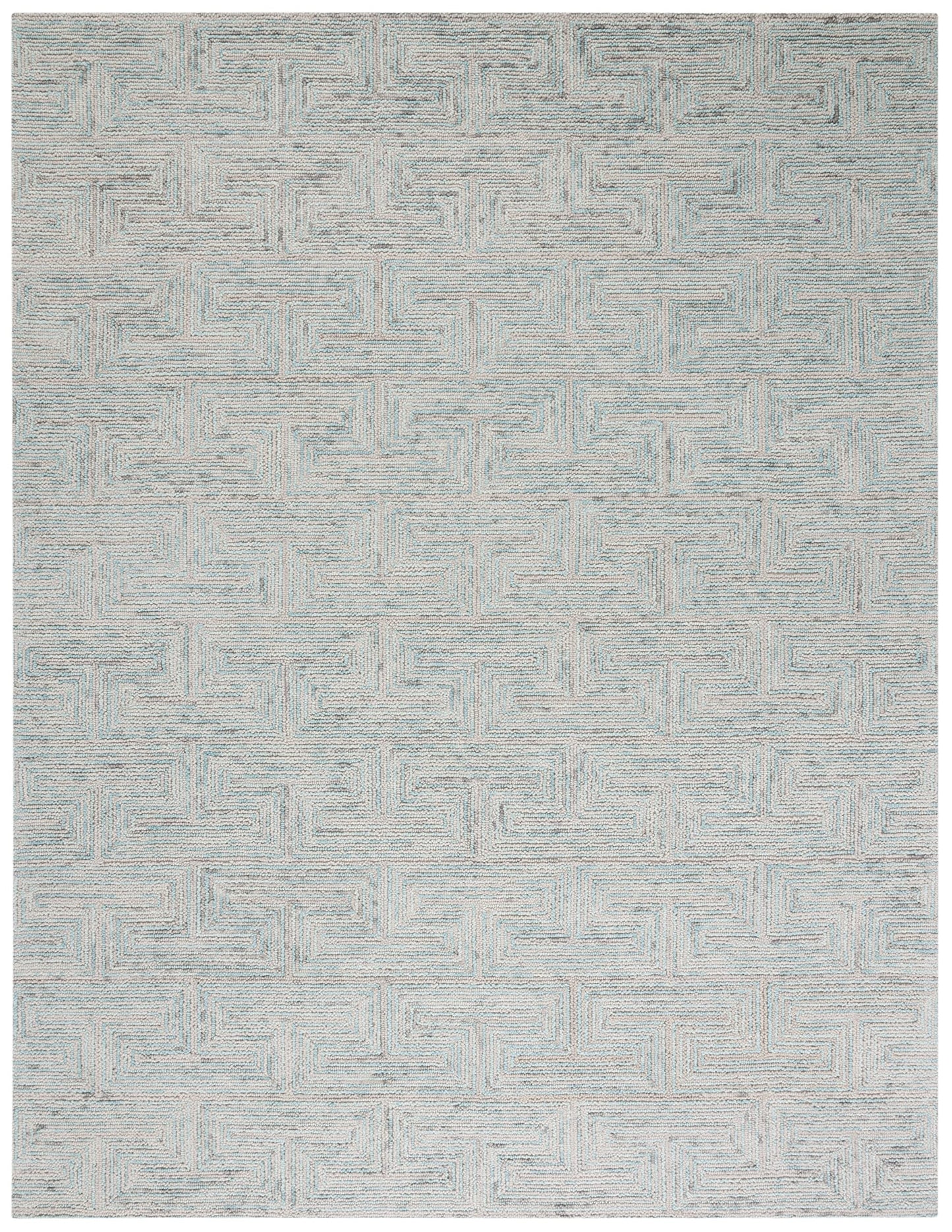 SAFAVIEH Area Rug 8x10 - Ikat Collection - Large - Teal & Grey, Handmade Wool, Ideal for Living Room, Bedroom, Office, Dining Space (IKT101K)