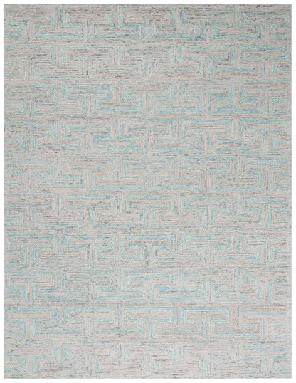 SAFAVIEH Area Rug 8x10 - Ikat Collection - Large - Teal & Grey, Handmade Wool, Ideal for Living Room, Bedroom, Office, Dining Space (IKT101K)