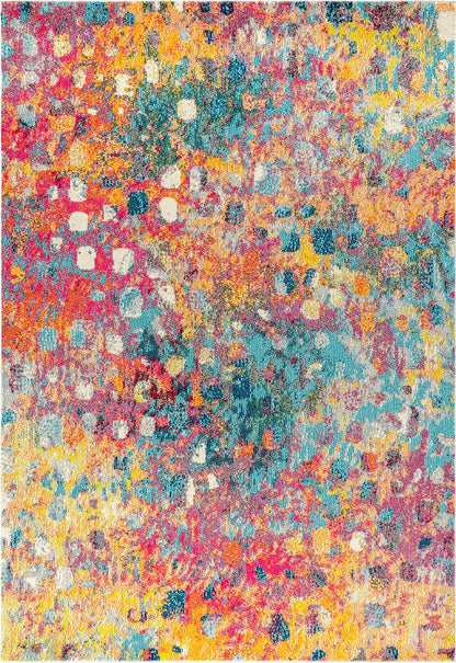 JONATHAN Y Modern Abstract Multi/Yellow Indoor Area Rug, 5x8, Contemporary POP, Transitional, Easy-Cleaning for Living Room, Bedroom, Kitchen, Pet Friendly, Non-Shedding (CTP108A-5)