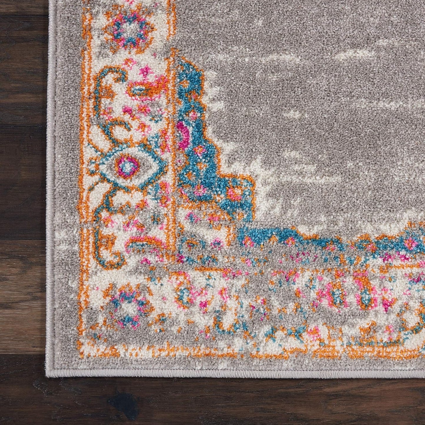 Nourison Passion Grey Area Rug, 22" x 34", Boho Traditional, Easy-Cleaning, Non-Shedding, Bedroom Living Room