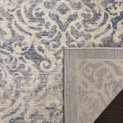SAFAVIEH Brentwood Collection Area Rug - 10' x 13', Light Grey & Blue, Damask Design, Non-Shedding & Easy Care, Ideal for High Traffic Areas in Living Room, Bedroom (BNT810G)