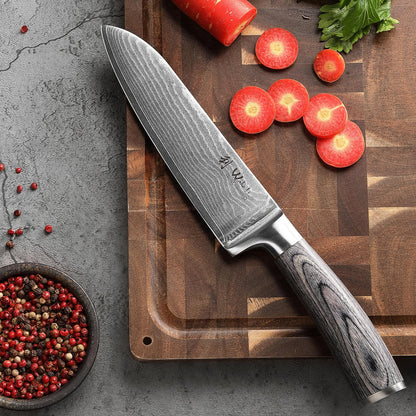 Wakoli EDIS 5-Piece Damascus Kitchen Knife Set – Professional Kitchen Knives with VG10 Core, 67-Layer Damascus Steel Blades and Ergonomic Pakkawood Handles – Premium Chef Knife Set in Gift Box