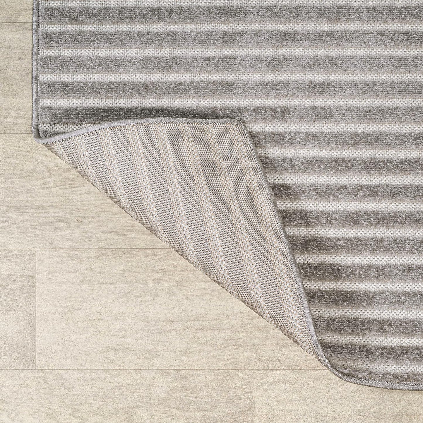 3x5, (SCN102D-3) JONATHAN Y Aarhus High-Low Striped Indoor/Outdoor Area Rug Gray/Ivory, Minimalist Geometric, Classic