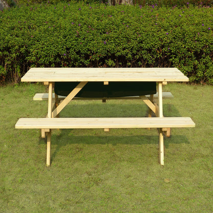 Merry Garden Cooler Wooden Picnic Table, Natural,Brown