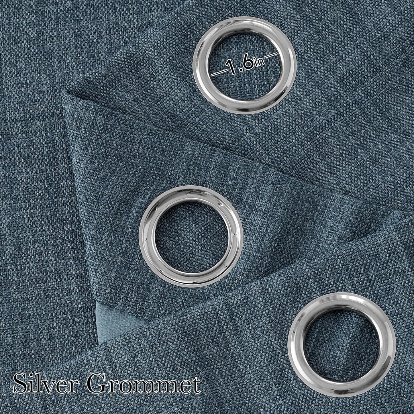 NICETOWN Faux Linen Blackout Curtains - Mist Blue, 63-Inch Grommet Top Privacy Panels, 2-Pack for Modern Farmhouse Style