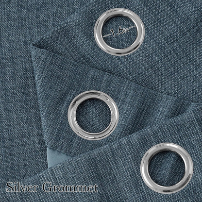 NICETOWN Faux Linen Blackout Curtains - Mist Blue, 63-Inch Grommet Top Privacy Panels, 2-Pack for Modern Farmhouse Style