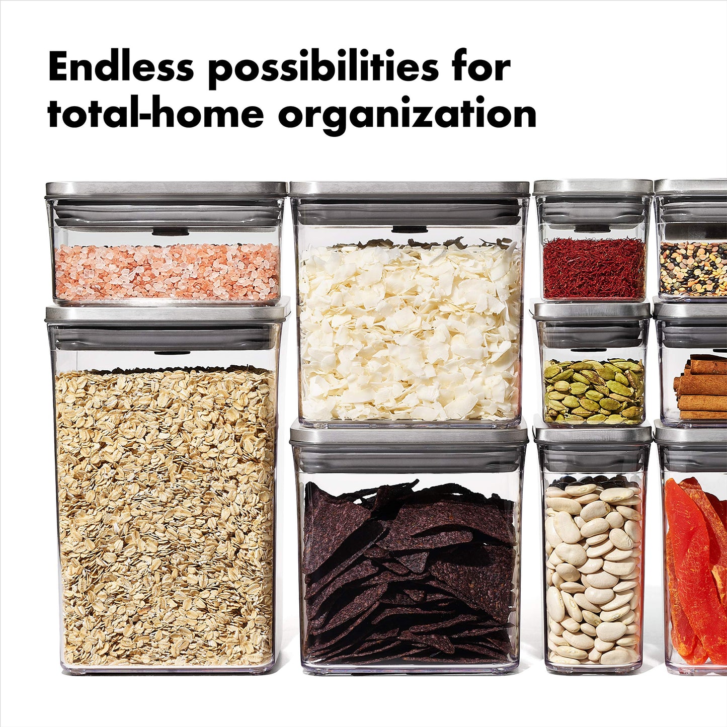OXO Steel POP Container Big Medium Square - 4.4 Qt for Flour, Sugar and More,Grey
