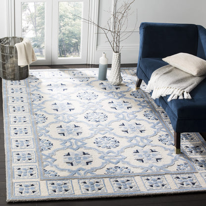 SAFAVIEH Bella Collection 8' x 10' Ivory/Blue BEL155A Handmade Premium Wool & Viscose Area Rug