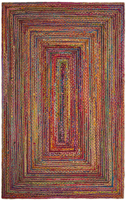 SAFAVIEH Area Rug 8x10 - Cape Cod Collection - Large - Red & Multi, Handmade Jute & Cotton, Woven Braided Design (CAP202A)