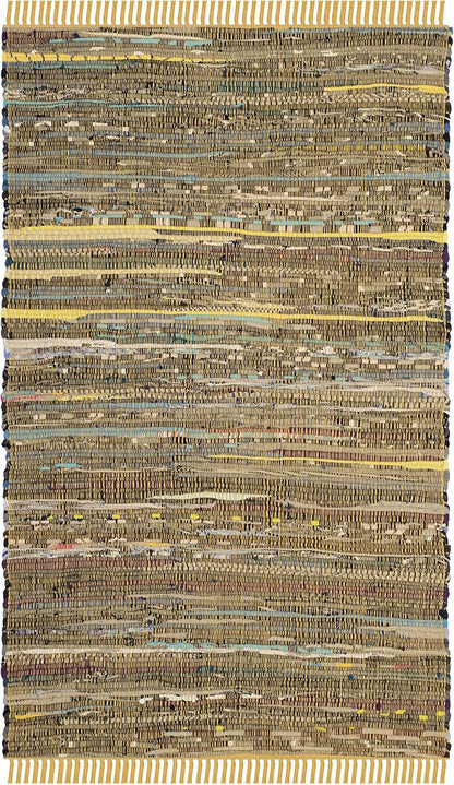 SAFAVIEH Rag Rug Collection Accent Rug - 2'3" x 5', Yellow & Multi, Handmade Boho Stripe Cotton Rug