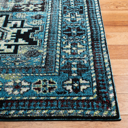 SAFAVIEH Vintage Hamadan Collection Area Rug - 10'6" x 14', Light Blue & Black, Traditional Oriental Design, Non-Shedding & Easy Care, Ideal for High Traffic Areas in Living Room, Bedroom (VTH213M)