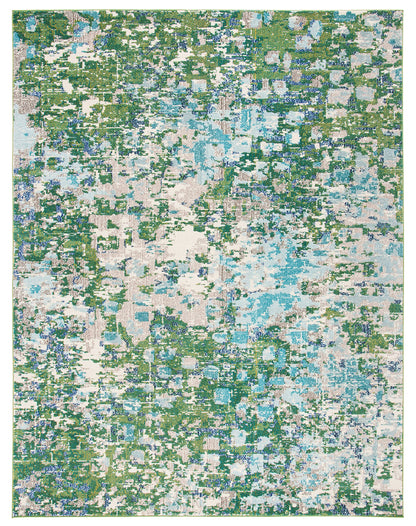 SAFAVIEH Madison Collection Area Rug - 10' x 14', Green & Turquoise, Boho Abstract Distressed Design, Non-Shedding & Easy Care, Ideal for High Traffic Areas in Living Room, Bedroom (MAD425Y)