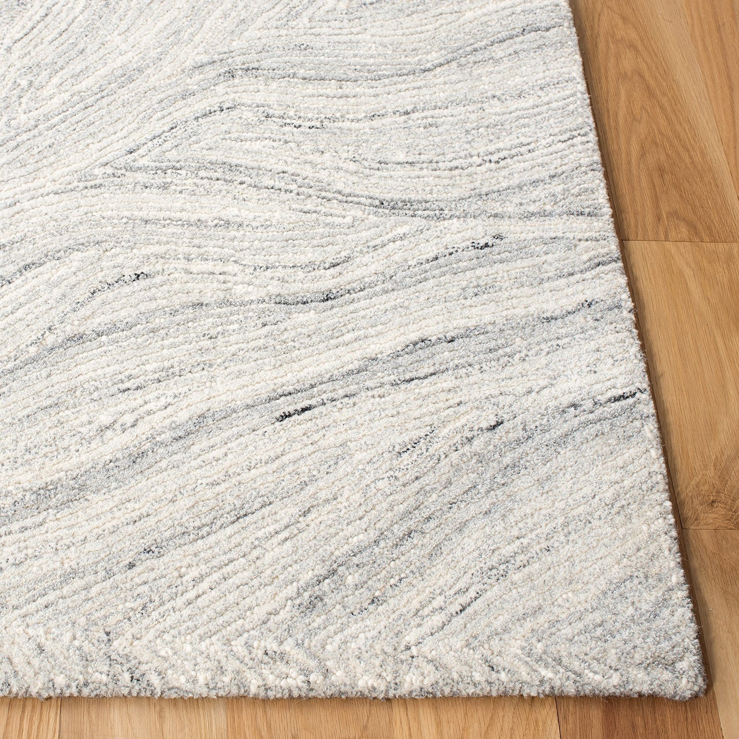 SAFAVIEH Metro Collection Area Rug - 10' x 14', Ivory & Silver, Handmade Modern Abstract Wool, Ideal for High Traffic Areas in Living Room, Bedroom (MET505G)