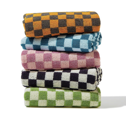 Madi-Cadi Hand Towels 5 Pack - Cotton Face Towels Soft, Absorbent, and Decorative Checkered Design for Bathroom, Kitchen, Gym, and Spa - 13 x 29 Inches for Any Occasion