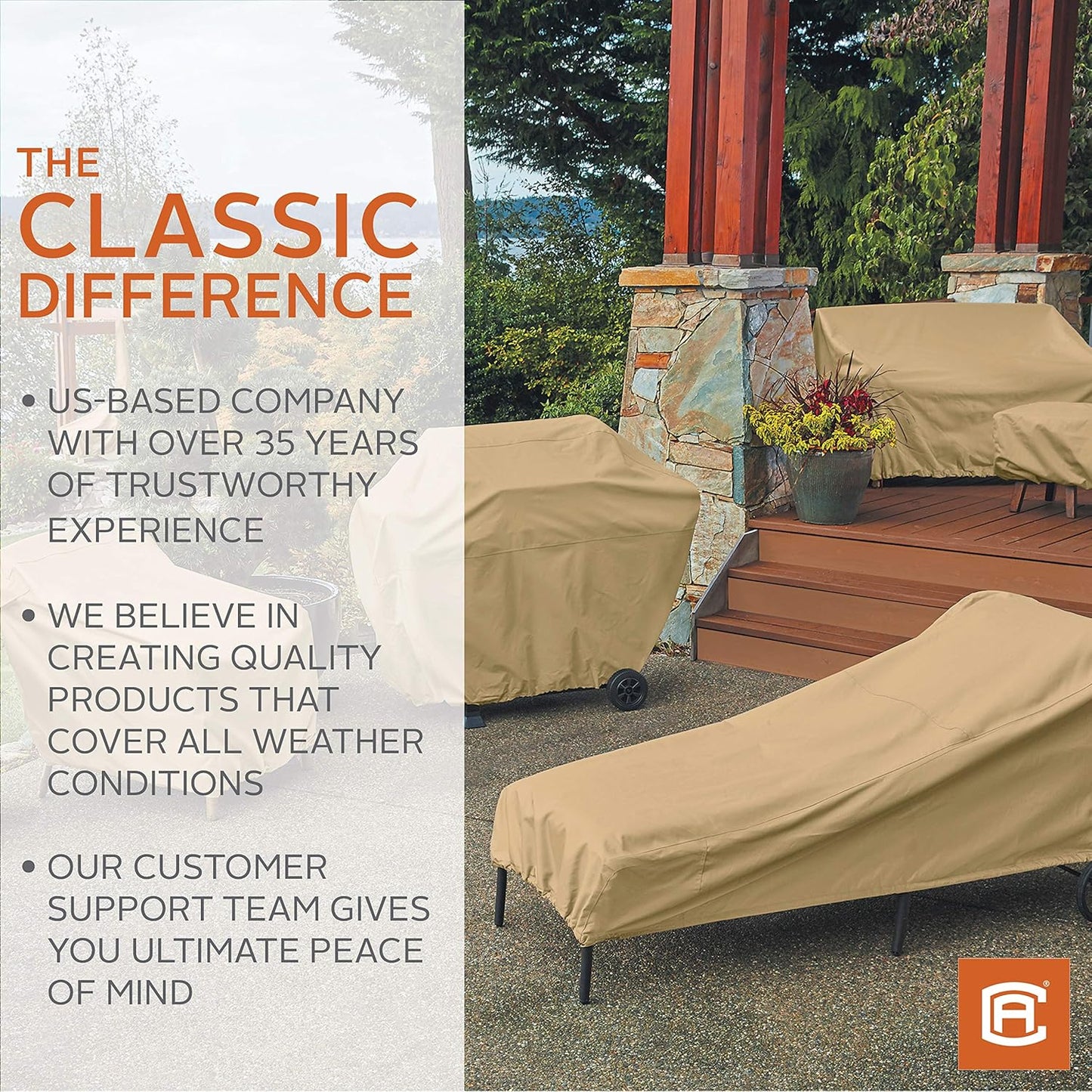 21 Inch Classic Accessories Terrazzo Water-Resistant Square Ottoman/Coffee Table Cover, Outdoor Ottoman Cover