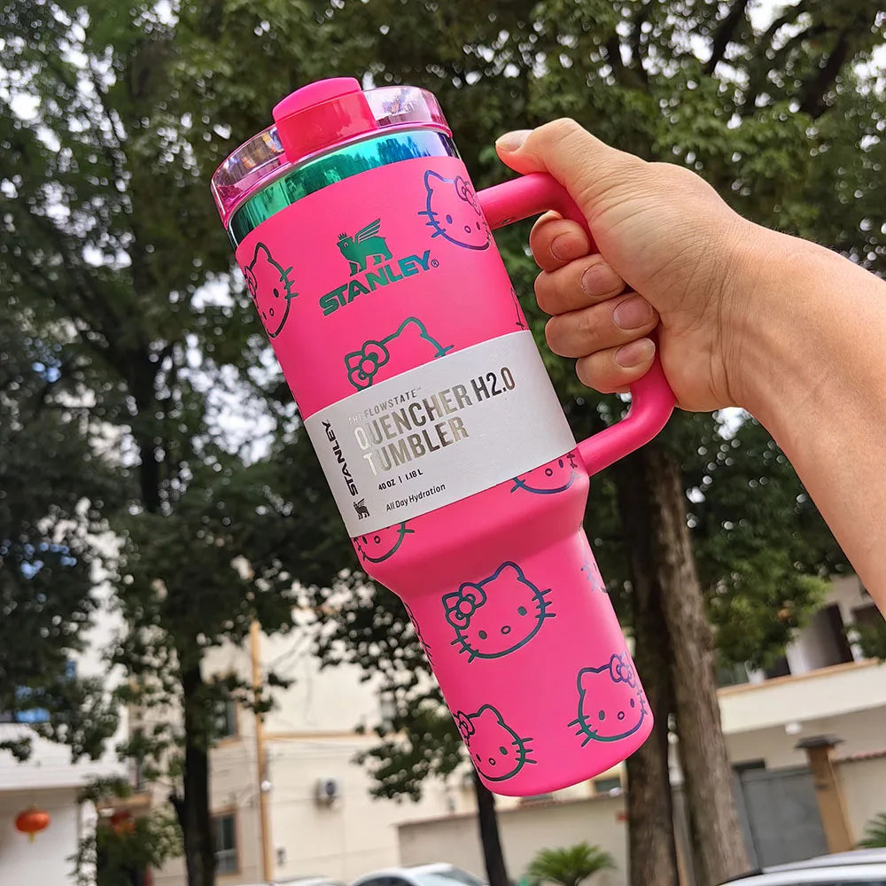 Pink Stanley Quencher H2.0 Tumbler – 40 oz Travel Cup