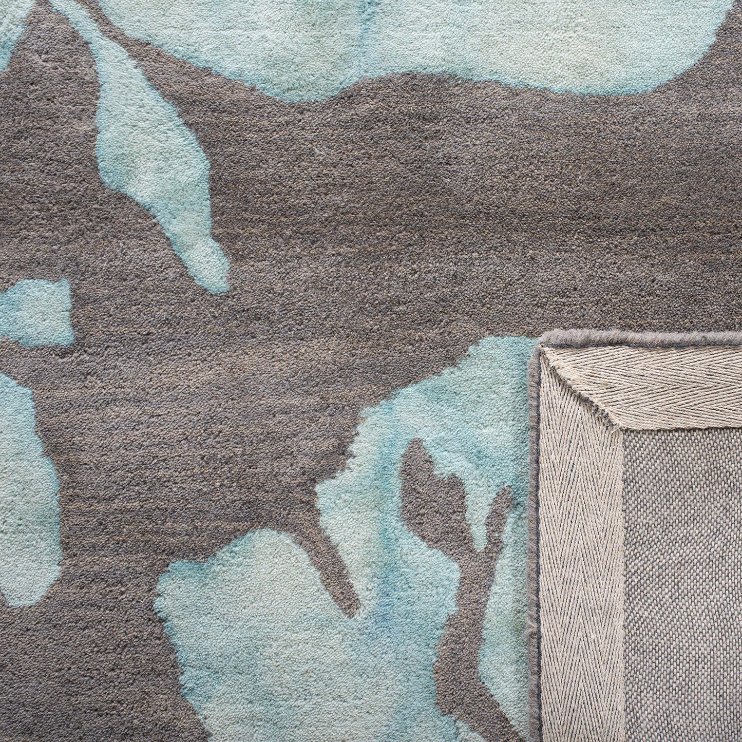 SAFAVIEH Dip Dye Collection 9' x 12' Grey / Turquoise DDY716L Handmade Floral Watercolor Premium Wool Area Rug