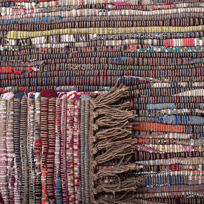 SAFAVIEH Rag Rug Collection X-Large Area Rug - 11' x 15', Rust & Multi, Handmade Boho Stripe Cotton, Ideal for High Traffic Areas in Living Room, Bedroom (RAR121E)