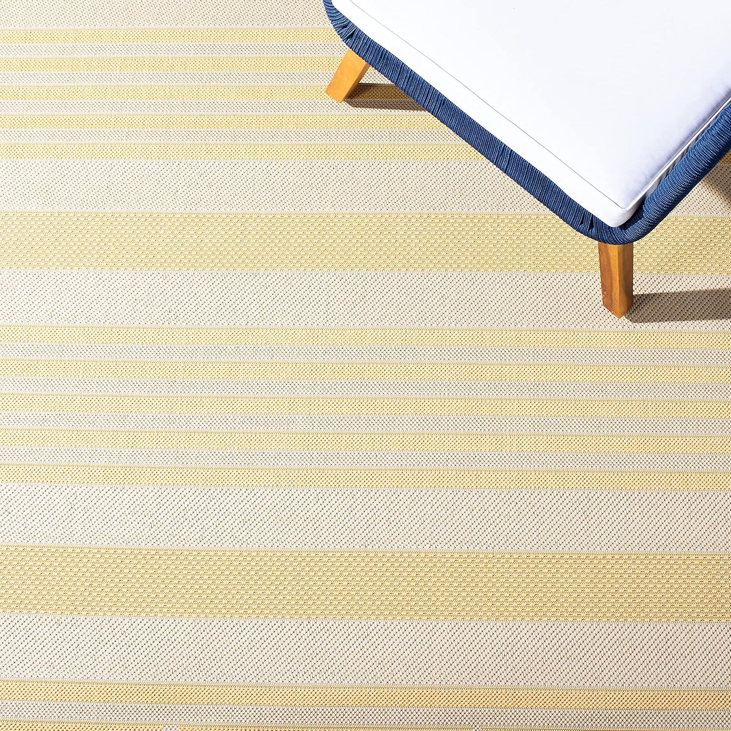 SAFAVIEH Courtyard Collection 2' x 3'7" Gold/Beige CY6062 Nautical Coastal Stripe Indoor/Outdoor Accent Rug