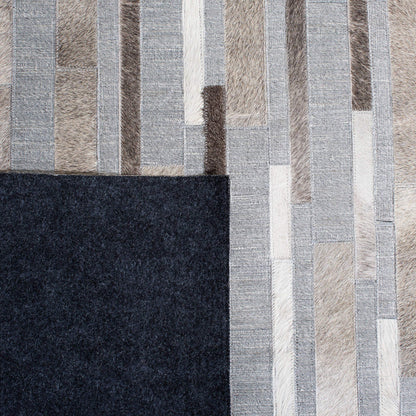 SAFAVIEH Studio Leather Collection 8' x 10' Ivory/Grey STL222A Handmade Mid-Century Modern Leather & Viscose Area Rug