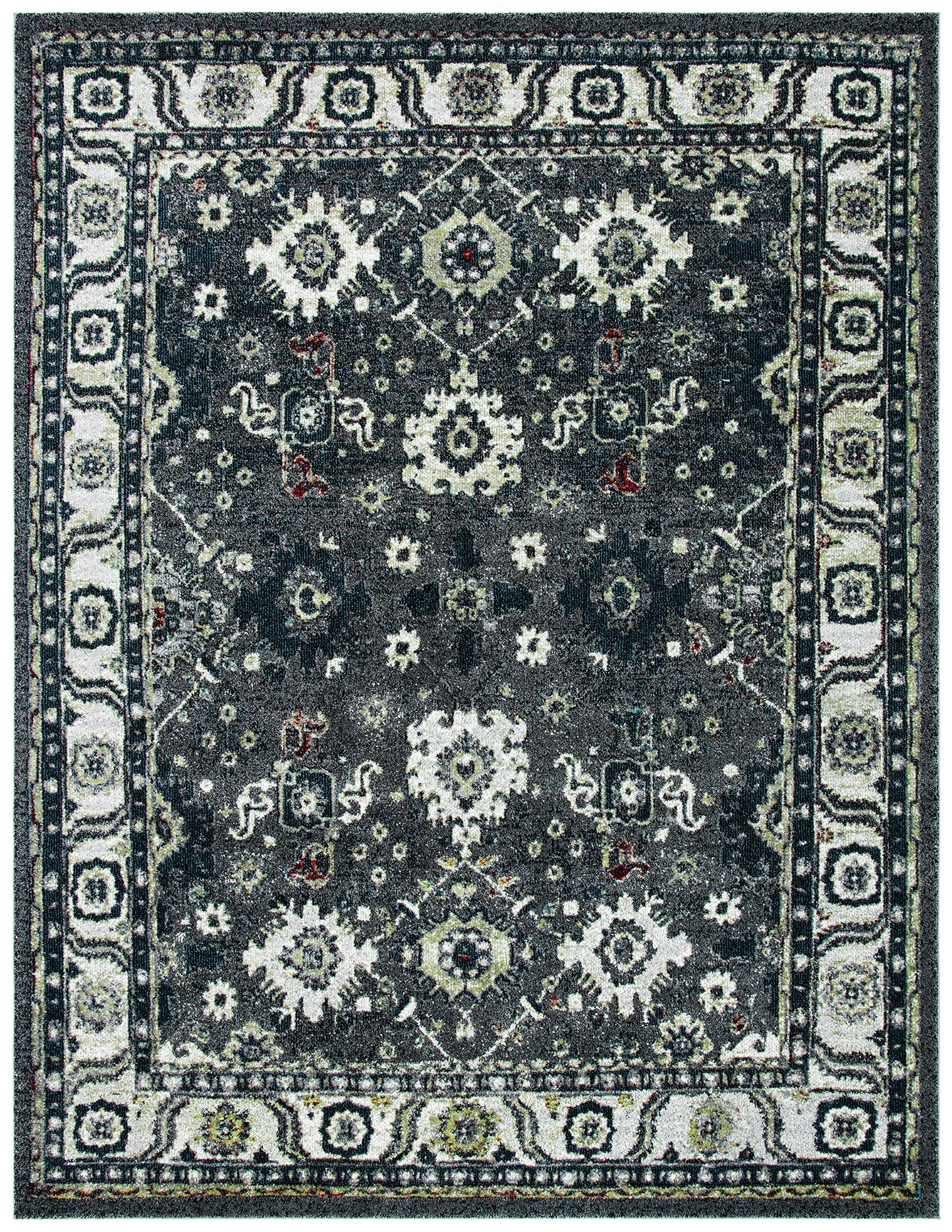 SAFAVIEH Area Rug 8x10 - Vintage Hamadan Collection - Large - Dark Grey & Ivory, Traditional Persian Design, Non-Shedding & Easy to Clean, Ideal for Living Room, Bedroom, Dining Space (VTH214M)